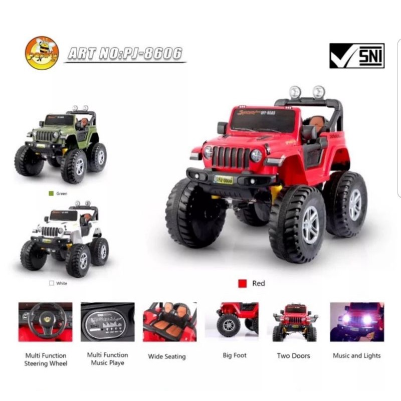 MOBILAN AKI ANAK JEEP OFF ROAD BIG FOOT 4WD PACIFIC PJ 8606
