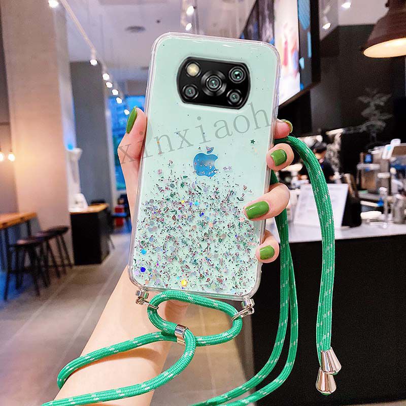 Case Tali Nagita Xiaomi Poco F3 X3 GT X3 NFC X3 Pro M3 Mi 11T Mi 11T Pro Redmi 9T Lanyard Glitter Gantungan