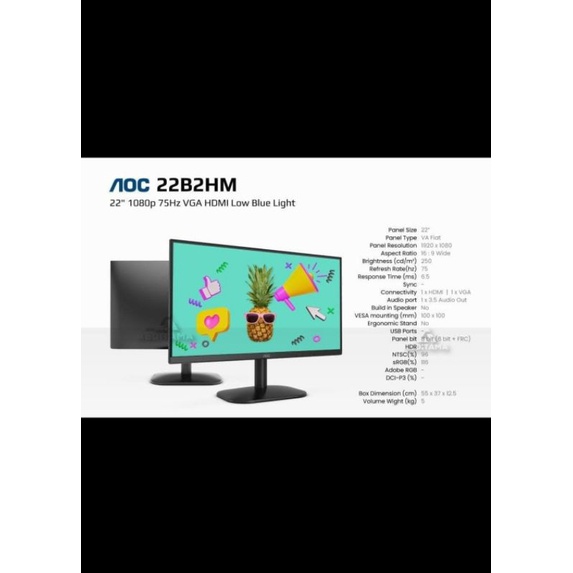 Led monitor 22" AOC 22B2HM