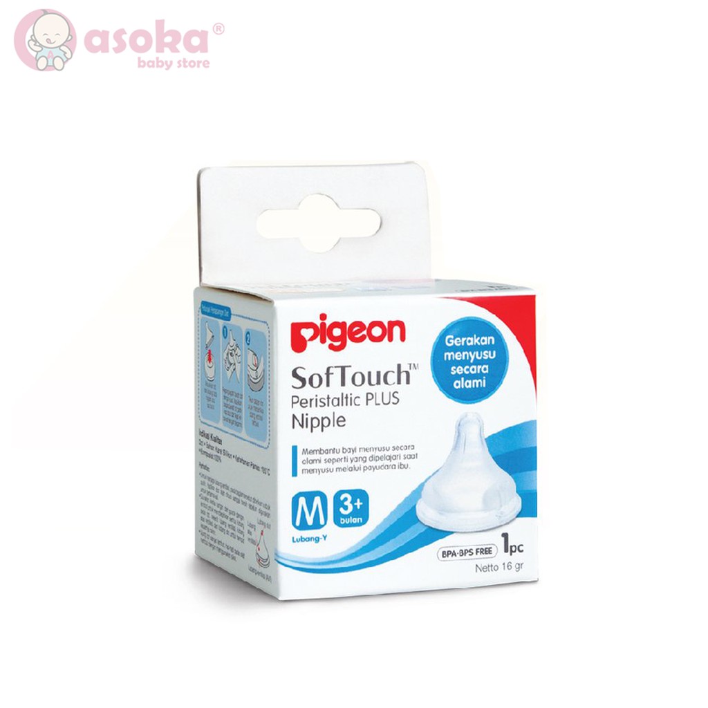 Pigeon SofTouch Peristaltic Plus Nipple isi 1 S M L ASOKA