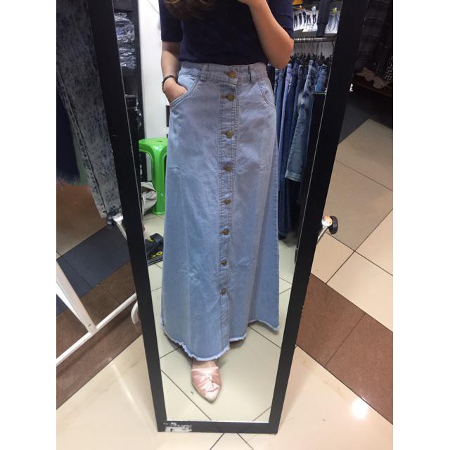 Rok Jeans Panjang Gamis Biru Muda