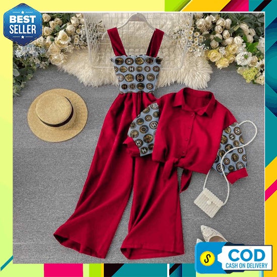 Jumswit Starla Plisket Import Premium Jumsuit Lengan Panjang Atasan Wanita Jumpsuit Wanita Femmeshop