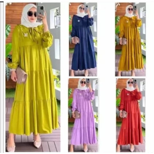 Gamis midi dress midi dress kerah midi termurah