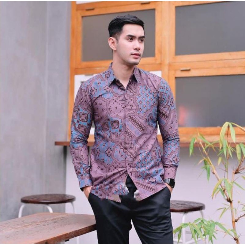 Kemeja batik pria lengan pendek SLIMFIT lengan panjang premium kondagan furing mewah terbaru remaja