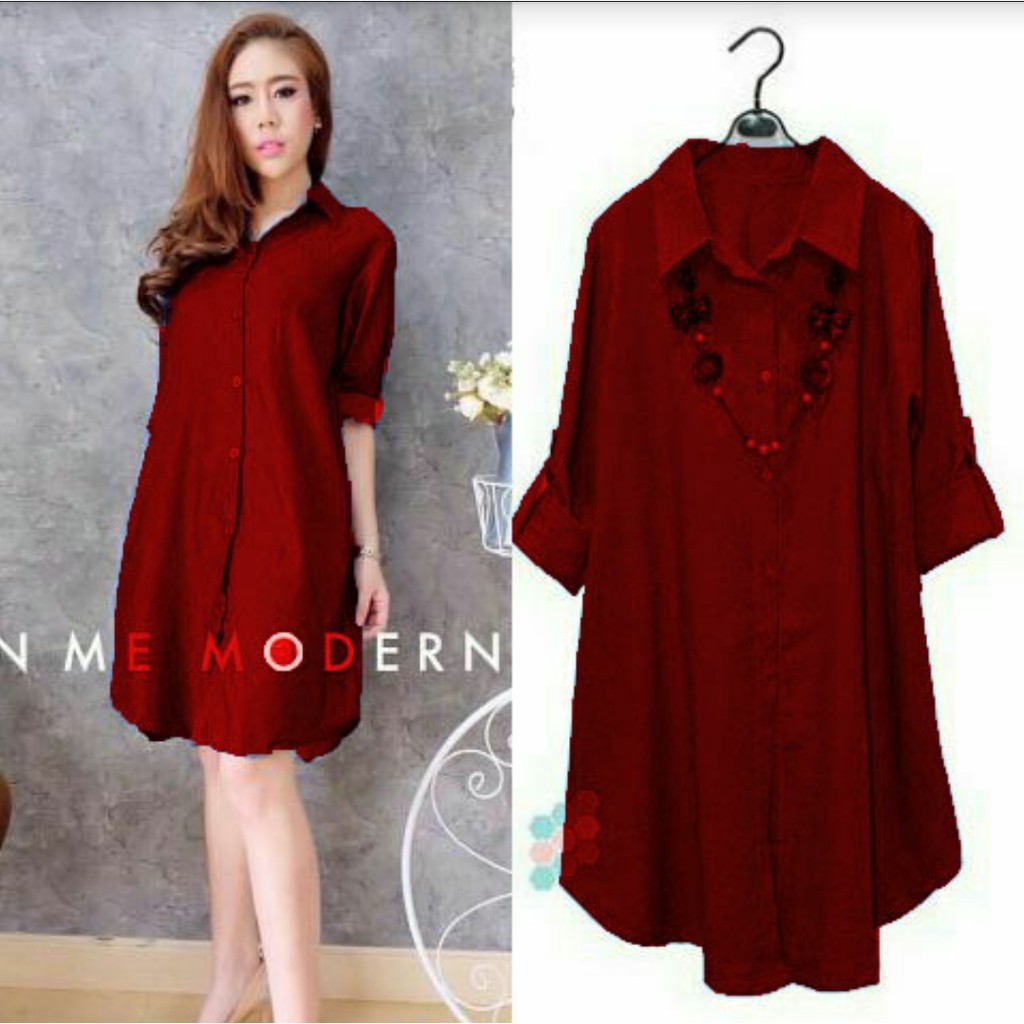 +[HNFK] Longtop Katun / Longtop Maria / Longtop Terbaru / Kemeja Panjang Wanita / Tunik Wanita