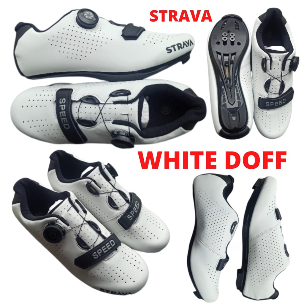 SPEED Sepatu Cleat sepeda Roadbike Road Bike model LOOK SPD - PUTIH DOFF SPEED