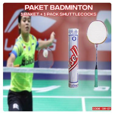 PAKET BADMINTON - 1 RAKET BULUTANGKIS DAN 1 BOTOL KOK