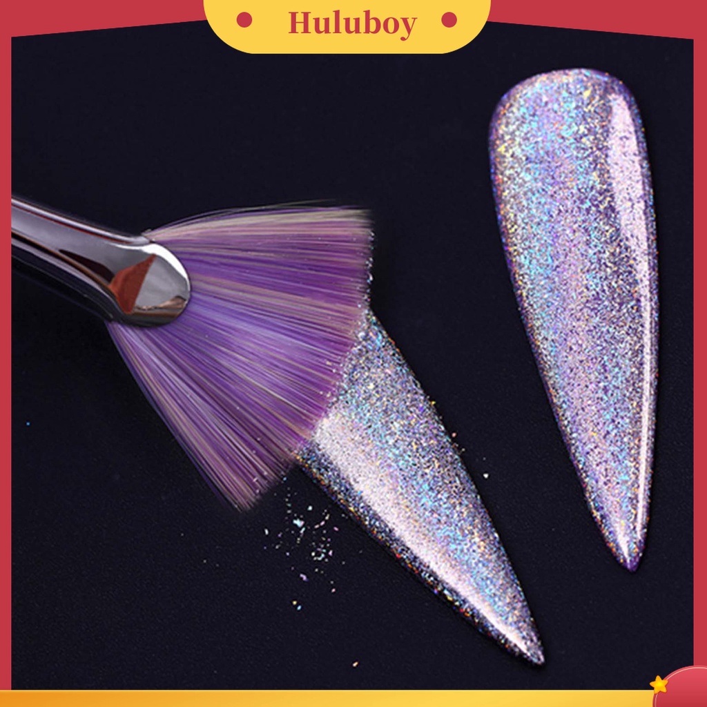 Huluboy Huluboy♡ Kuas Pena Gambar Bubuk Glitter Berlian Imitasi Bentuk Kipas Untuk Nail Art