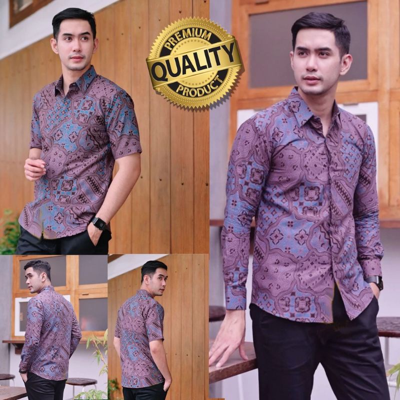 Kemeja Batik Pria Lengan Pendek Slim fit Full Furing Atasan Baju Kondangan Modern