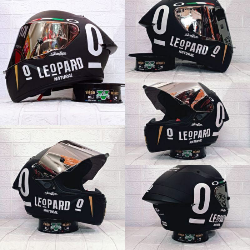 HELM KYT TT COURSE SOLID BLACK MATT PAKET GANTENG LEOPARD SNI DOT TERMURAH
