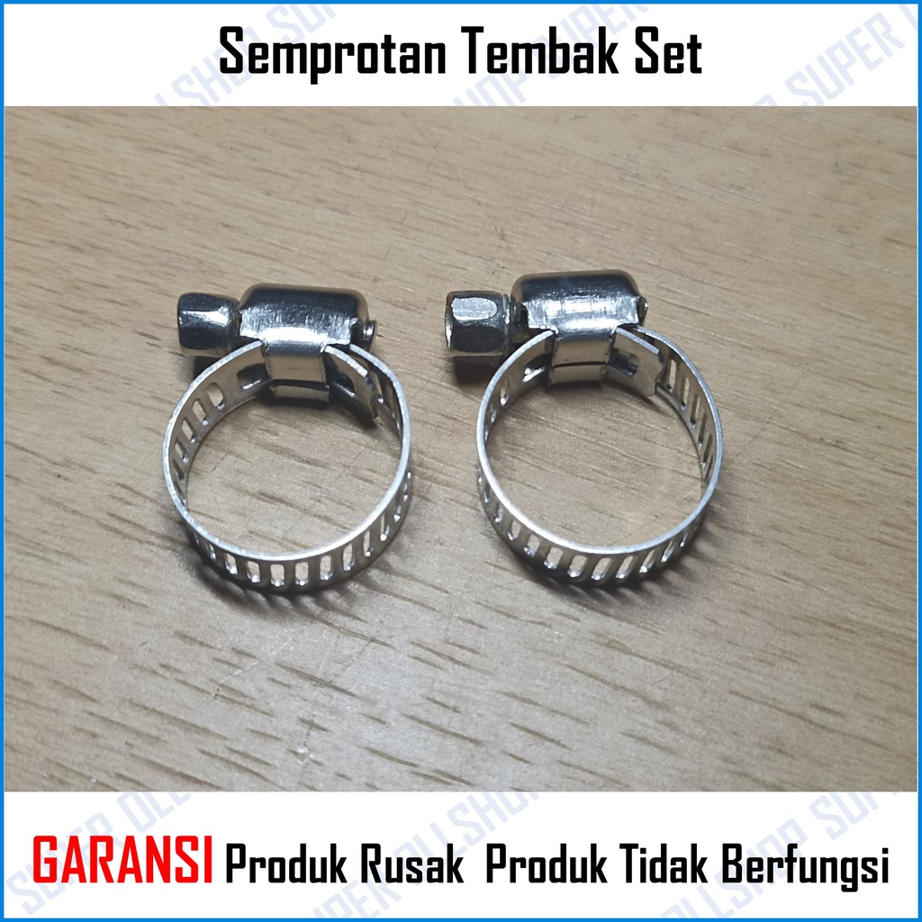 Semprotan Tembak Set Clamp Klem Cincin Hose Konektor Selang Air Siram Taman Cuci Mobil Motor 1 Paket Murah