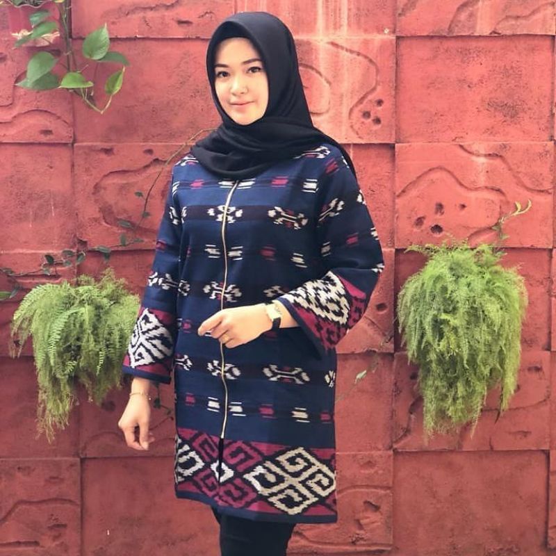 BAJU TENUN PAKAIAN WANITA TENUN TUNIK TENUN BAJU KERJA WANITA