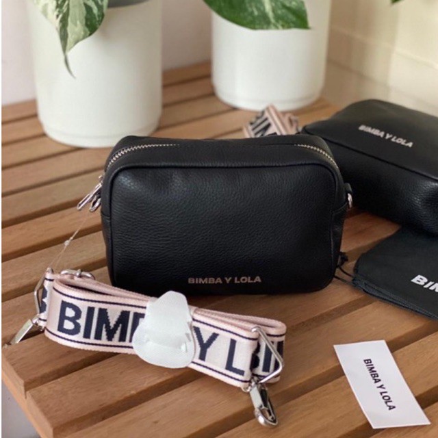 READY STOCK Bimba Y Lola tas selempang authentic leather black logo hitam kulit