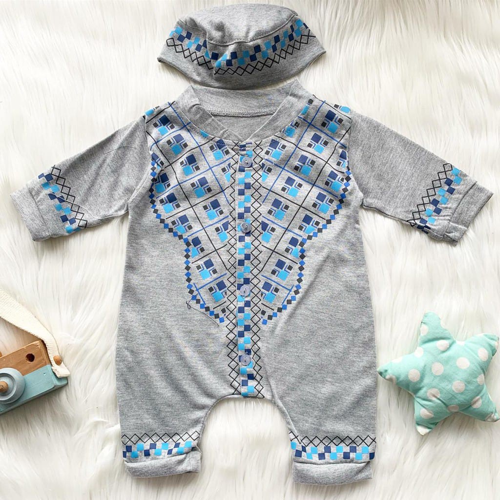 Baju koko anak bayi umur 0 sampai 6 bulan jumper-Abu - ABBY