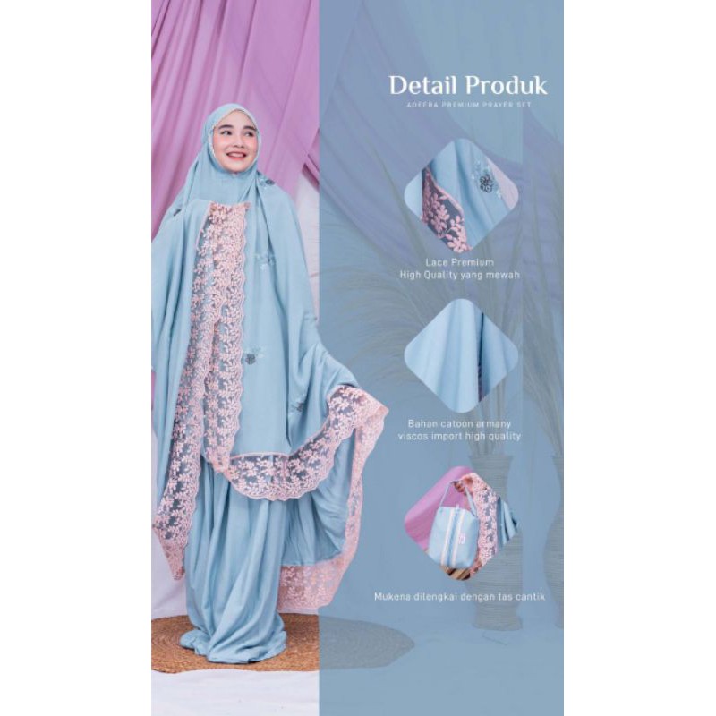 MUKENA PREMIUM KICIKS MUSLIMAH PRAYER SET ORIGINAL ADEEBA