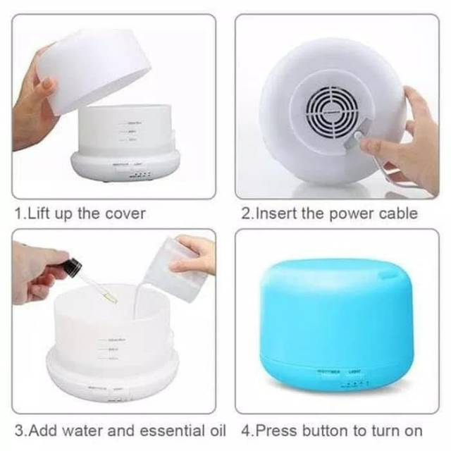 Air Humidifier Difuser 7 Color + Remote Control - Aromaterapi