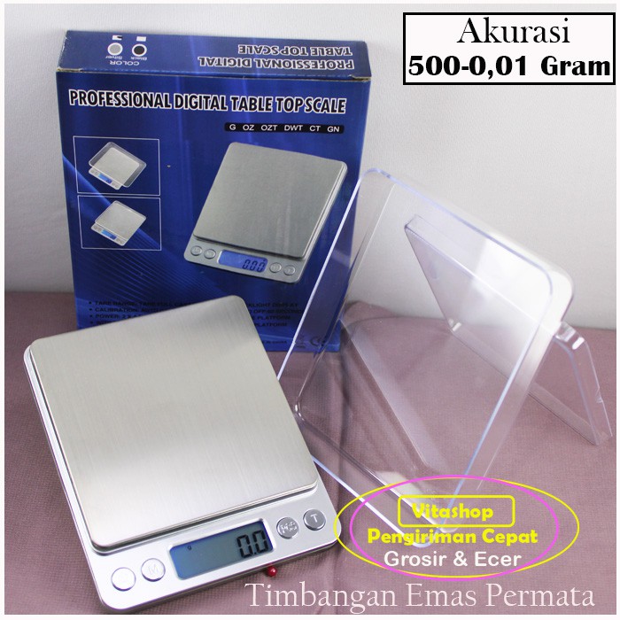 timbangan digital scale 500g/0.01 silver alat timbang emas dan permata