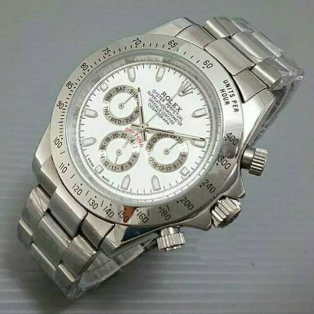 Jam Tangan Pria / Cowok Rolex Daytona Silver Gold Hitam Automatic