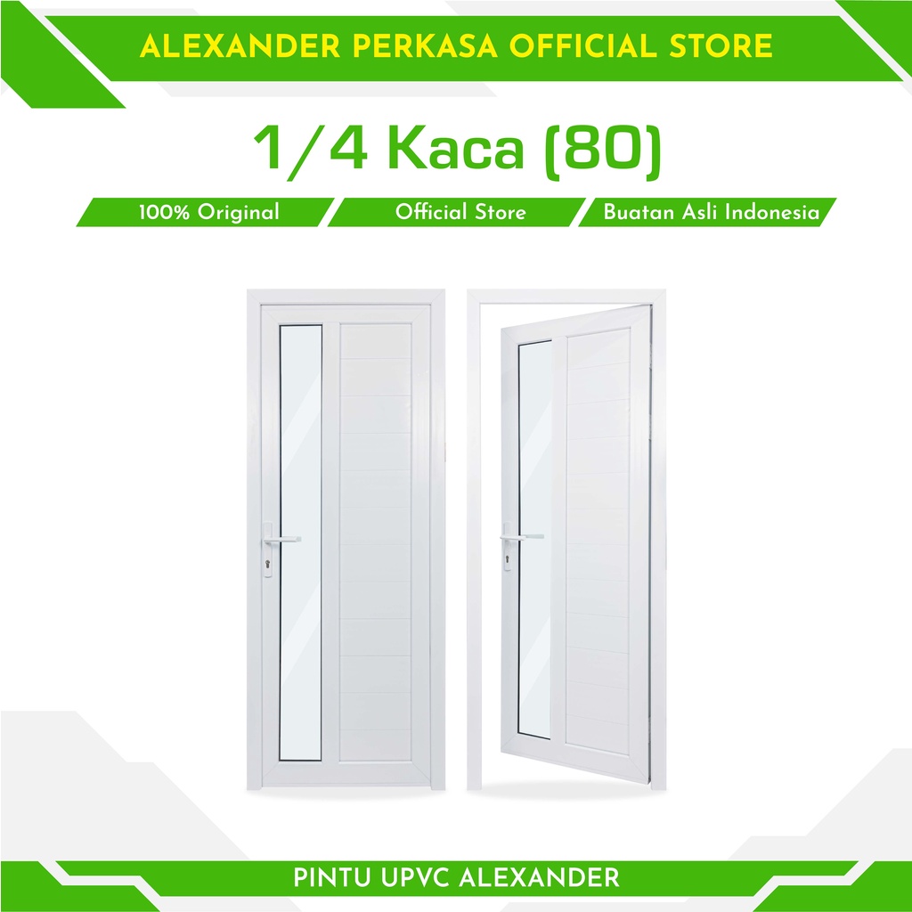 PINTU PANEL UPVC PINTU KAMAR PINTU RUANG KERJA 1/4 KACA 80X200 CM PINTU MINIMALIS