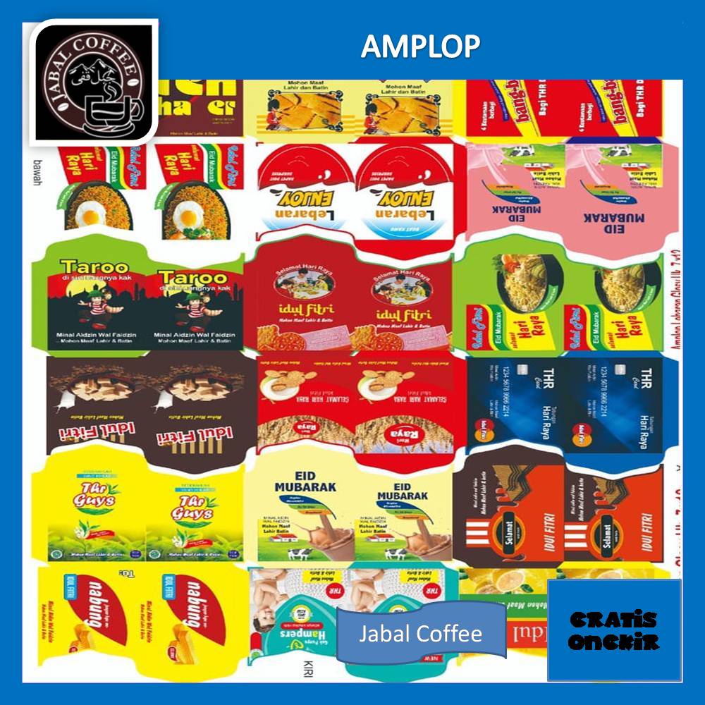 Amplop Lebaran Snack Murah / Amplop Lebaran Idul Fitri Ukuran 7 x 11,5 Cm / Amplop Lebaran Gambar Unik J7