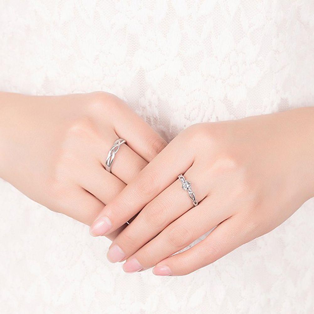 Cincin Kristal Pasangan Model Terbuka Lapis Emas Putih Untuk Pria Dan Wanita