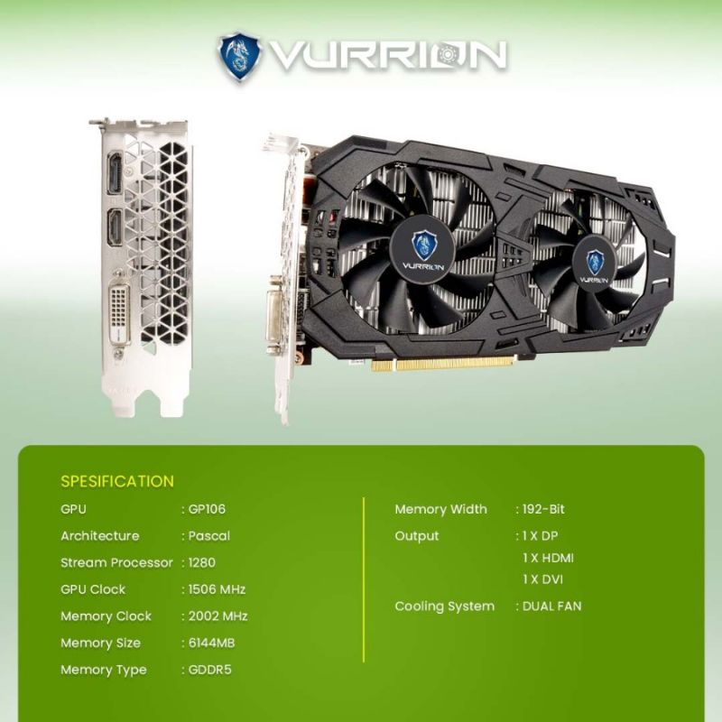 VGA VURRION FROZTINE GTX 1060 6GB DDR5 192 BIT