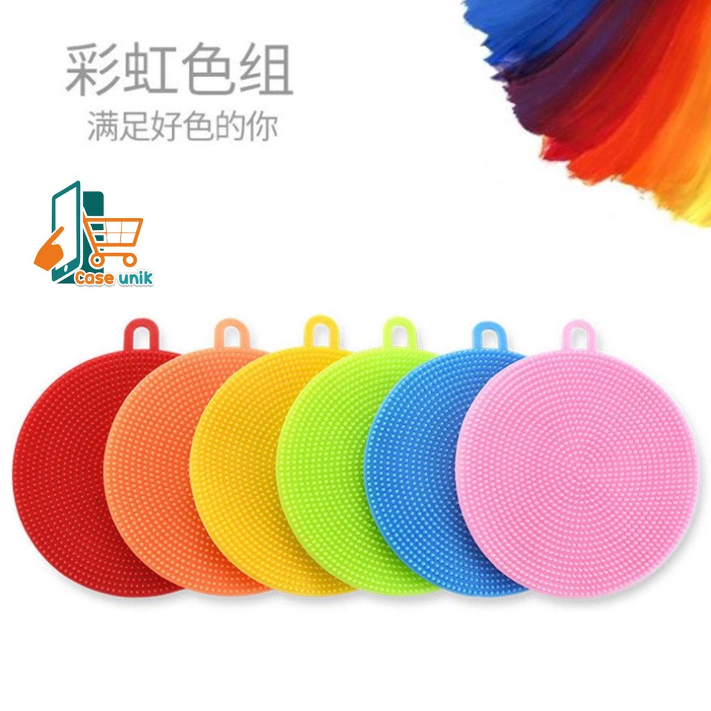 RT04 SPONS SPONGE SPON PENCUCI PIRING BULAT SILIKON SILICONE BRUSH SERBAGUNA FOOD GRADE CS3399