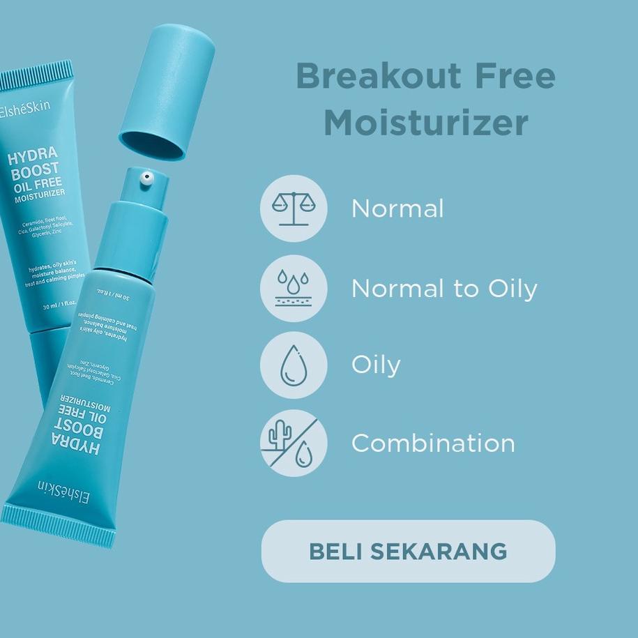 ElsheSkin Hydra Boost Oil Free Moisturizer - 30ml Ceramide (8 Jam Kurangi Minyak Berlebih) - Skin Barrier Moisturizer