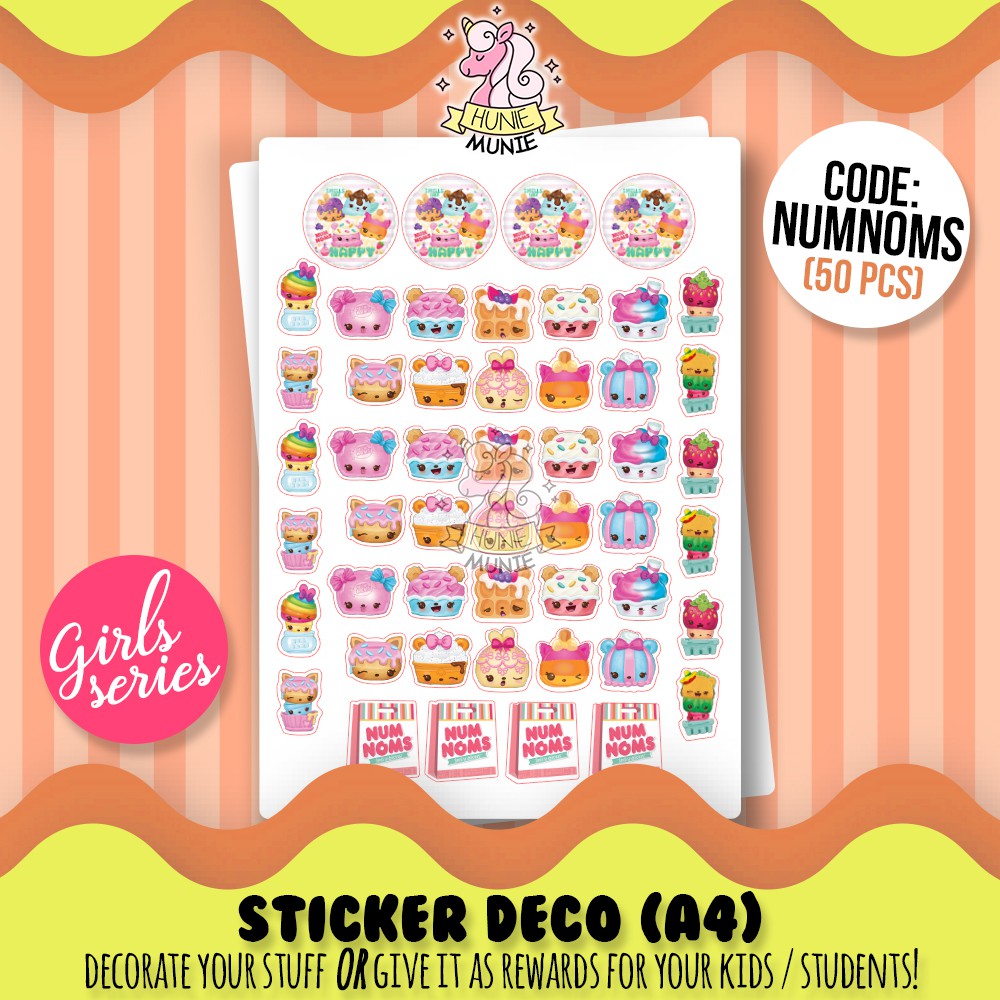 

Sticker Deco - Num Noms Numnoms - GIRLS SERIES - Stiker Reward Anak Cake Topper - Hunie Munie