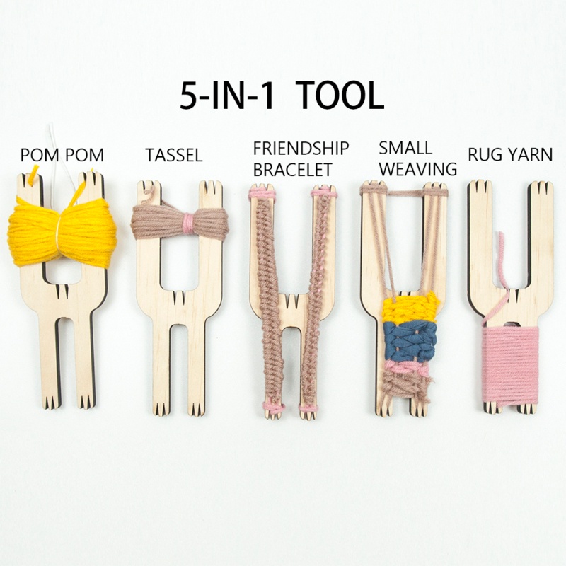 SIY  5 In 1 Wooden Pom Pom Ball Tassel Maker Tassel Loom Fluff Ball Weaver Wool Knitting Yarn Crochet Knitting Craft Tools