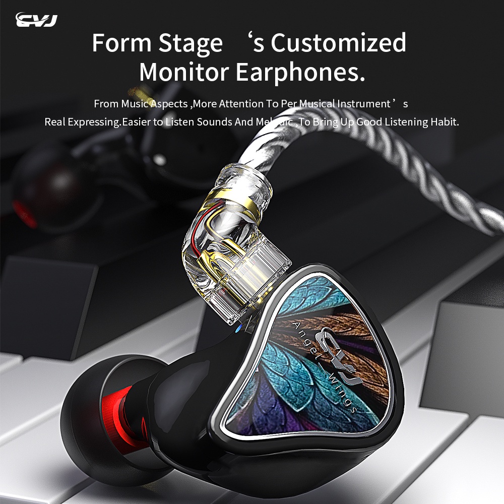 CVJ Angel Wings Hybrid Units Earphones HIFI In Ear Sports Headset Noise Cancelling Earbuds