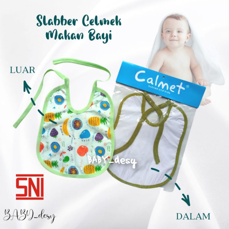 SLABER CELMEK MAKAN BAYI SNI / APRON BAYI 2 LAPIS / TATAKAN CELMEK AIR LIUR SUSU MAKAN