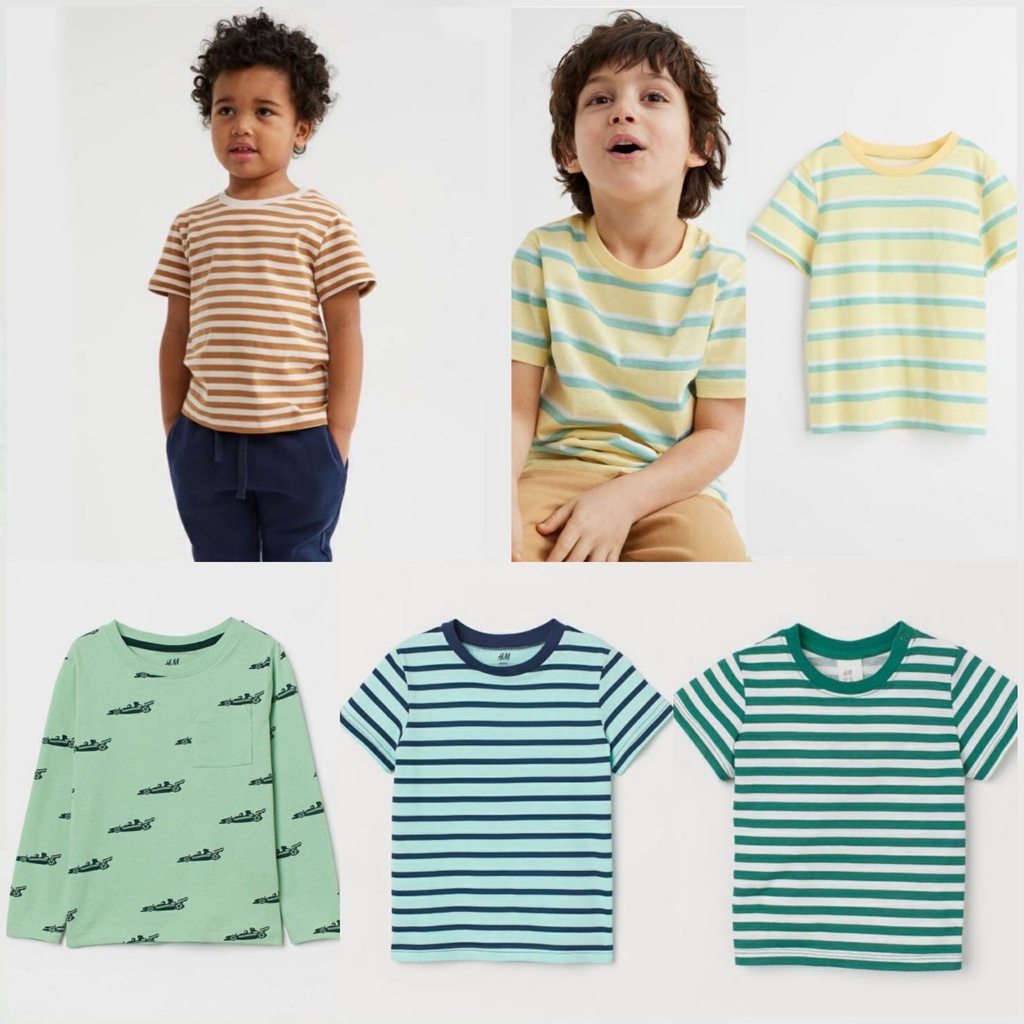 Kaos Anak Laki Laki Branded Kaos Anak Cowok Motif Salur Tshirt Anak HM11