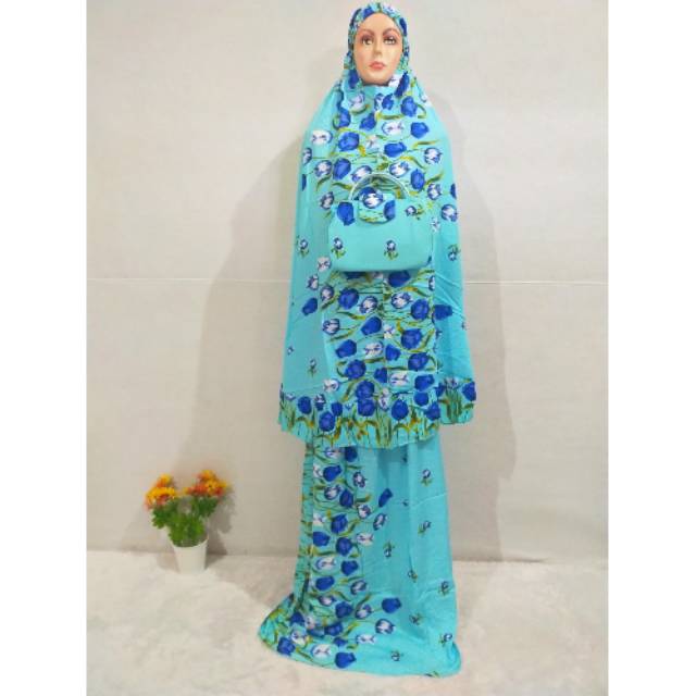 MUKENA BALI  KATUN RAYON MOTIF BUNGA TULIP
