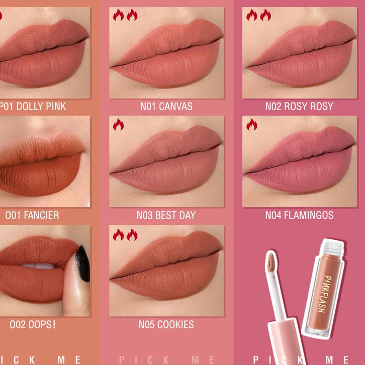 ❄️ PINKFLASH Matte lip gloss lipstik tahan lama anti air-PF-L01 Grosiran Murah/〖5.5 Flash Sale〗/〖5.5
