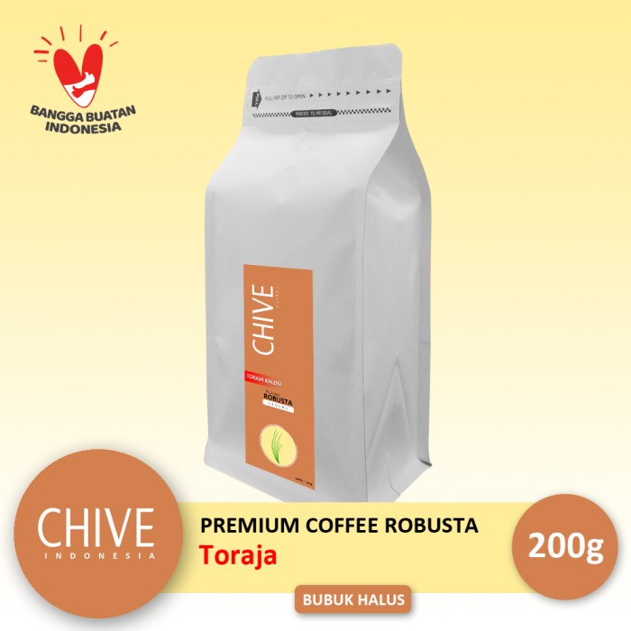 

Chive Coffee Robusta Toraja Kalosi 200gr Bubuk Halus / Ground