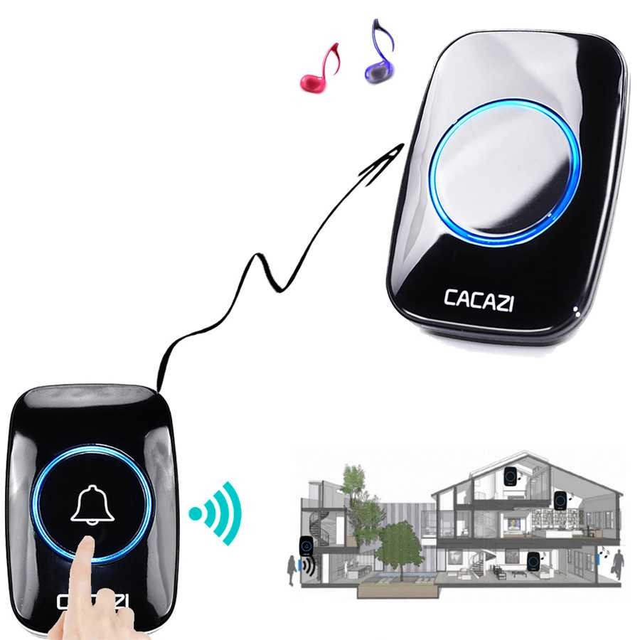 Bel Wireless Remote Doorbell 38 Mode Suara 1 Receiver Pintu Rumah Tanpa Kabel