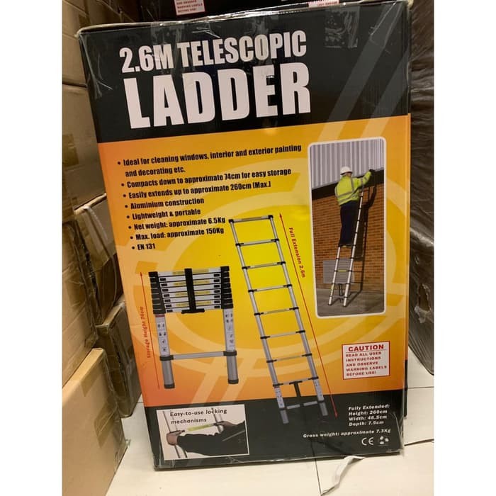 Tangga Lipat Aluminium Teleskopik 2.6M Single Telescopic Ladder 2.6 M