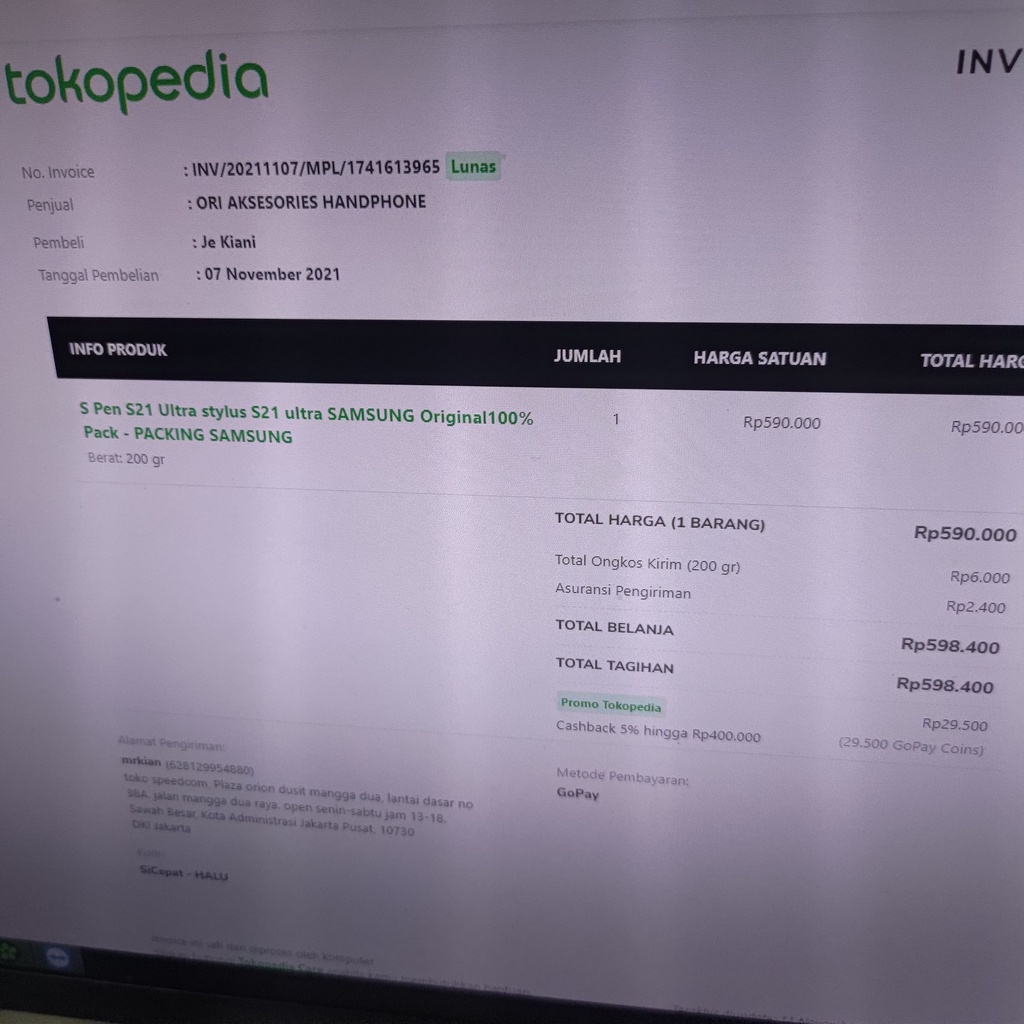 S Pen S21 Ultra Stylus S21 Ultra SAMSUNG Original Pack Box Ori Resmi