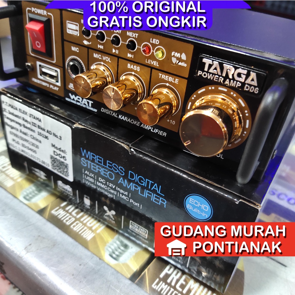 Amplifier Power Bluetooth Targa Mini bisa untuk rumahan atau untuk mobil motor kendaraan AC DC