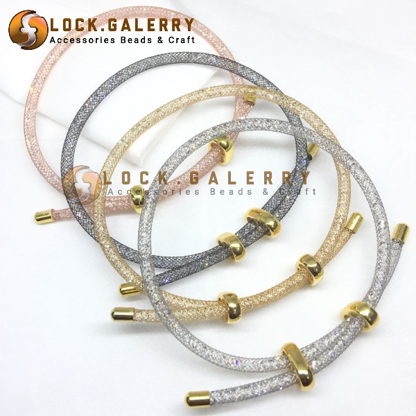 Gelang Tali Kawat Kristal Glitter Untuk Liontin Emas