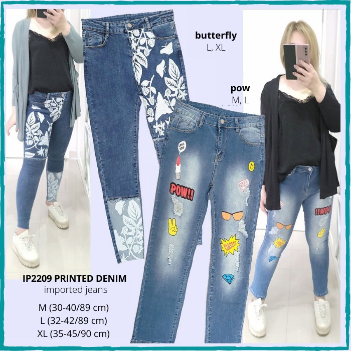 Celana Jeans Wanita Jeans Import 2209 Printed Denim