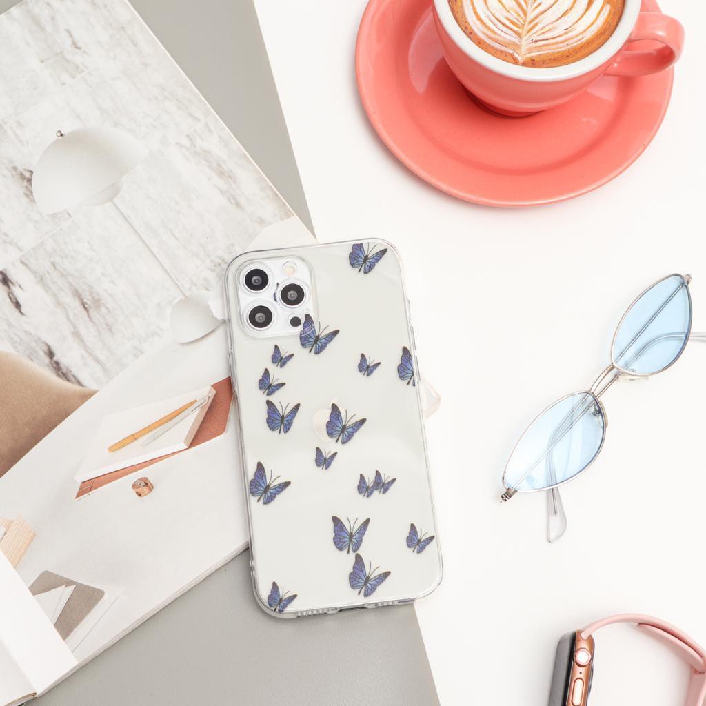 Clear 3 Motif Butterfly Love Flower Soft Case for iPhone 6 7 8 6+ 7+ 8+ XR X XS SE 11 12 PRO MAX