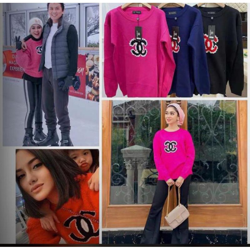 Atasan Rajut import Syahrini Tag Label Chanel