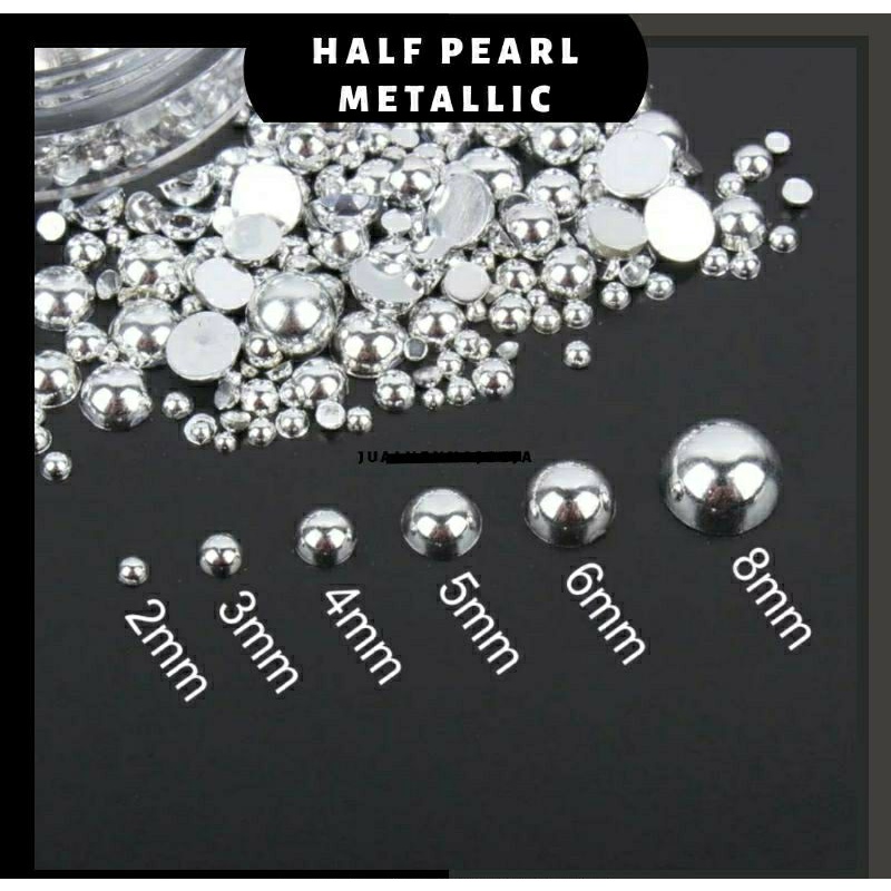 GEMSTONE GOLD//HALF PEARL//MUTBEL SILVER//MUTIARA BELAH GOLD DAN SILVER 2mm, 3mm, 4mm