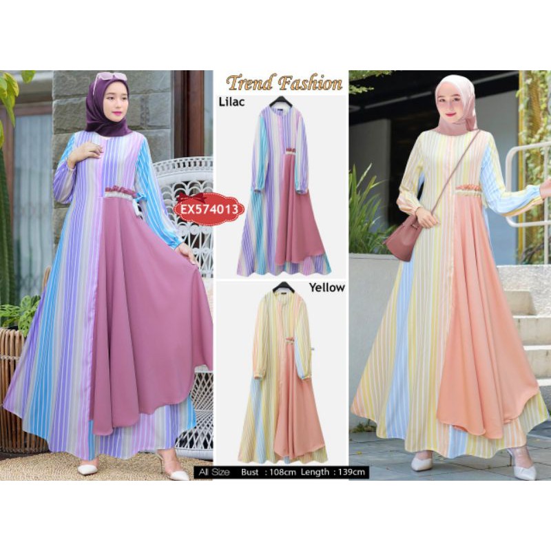 Dress pelangi salur renda by Extu