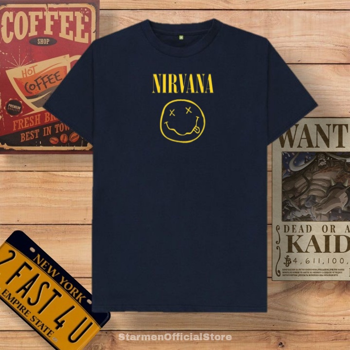 Kaos Distro Unisex NIRVANA Katun Combed 30s / sablon polyflex /polyflex premium / Pakaian Pria Wanita Atasan Cowok Cewek /kaos kekinian / kaos viral / tshirt tumbrl tee basic /SIZE M , L , XL , XXL / kaus oblong oversize kaos murah best seller ready