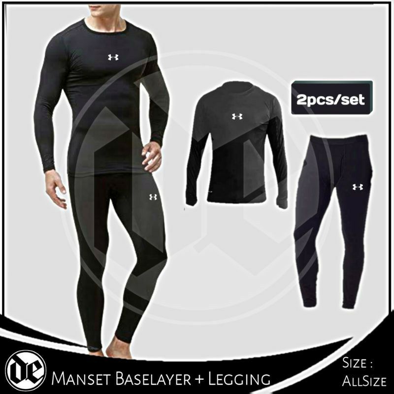 Paket Murah Baju Kaos Daleman Manset Baselayer Lengan Panjang dan Celana Legging Panjang