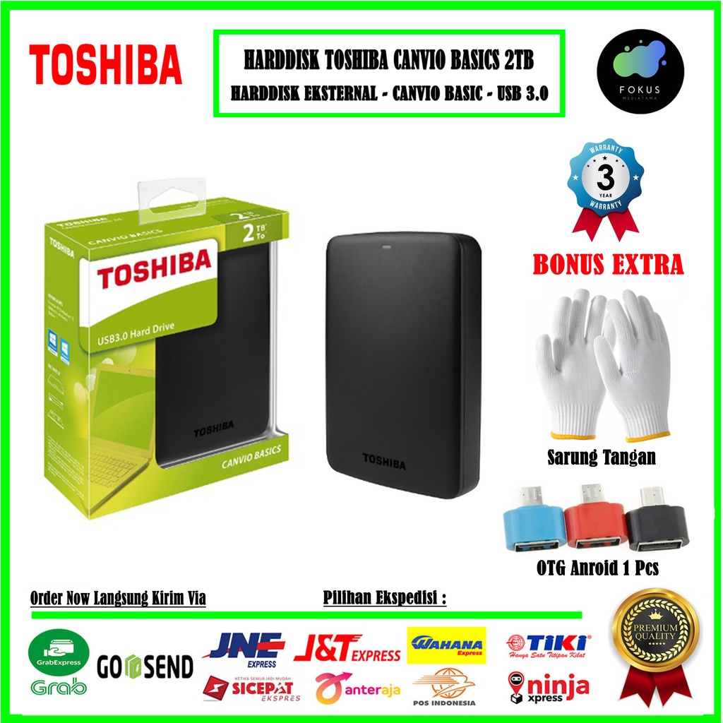 Toshiba Canvio Basic 2TB Harddisk External Eksternal Hardisk USB 3.0 - 001
