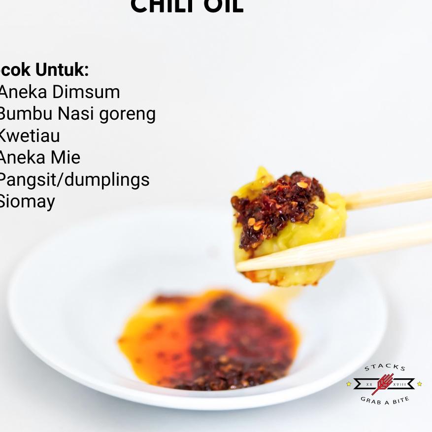 

10.10 Terlaris Chili Oil Szechuan by Stacks Food 150 ml (Sambal Minyak Cabe untuk Dimsum / Nasi / Mi